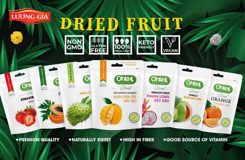 Trái cây sấy dẻo ngon và cao cấp Lương Gia Food.